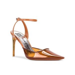 Givenchy Cognac Brown PVC Leather Ankle Strap Heels